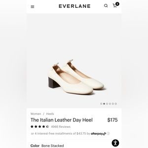 Everlane The Italian Leather Day Heel  Color Bone. Size 7